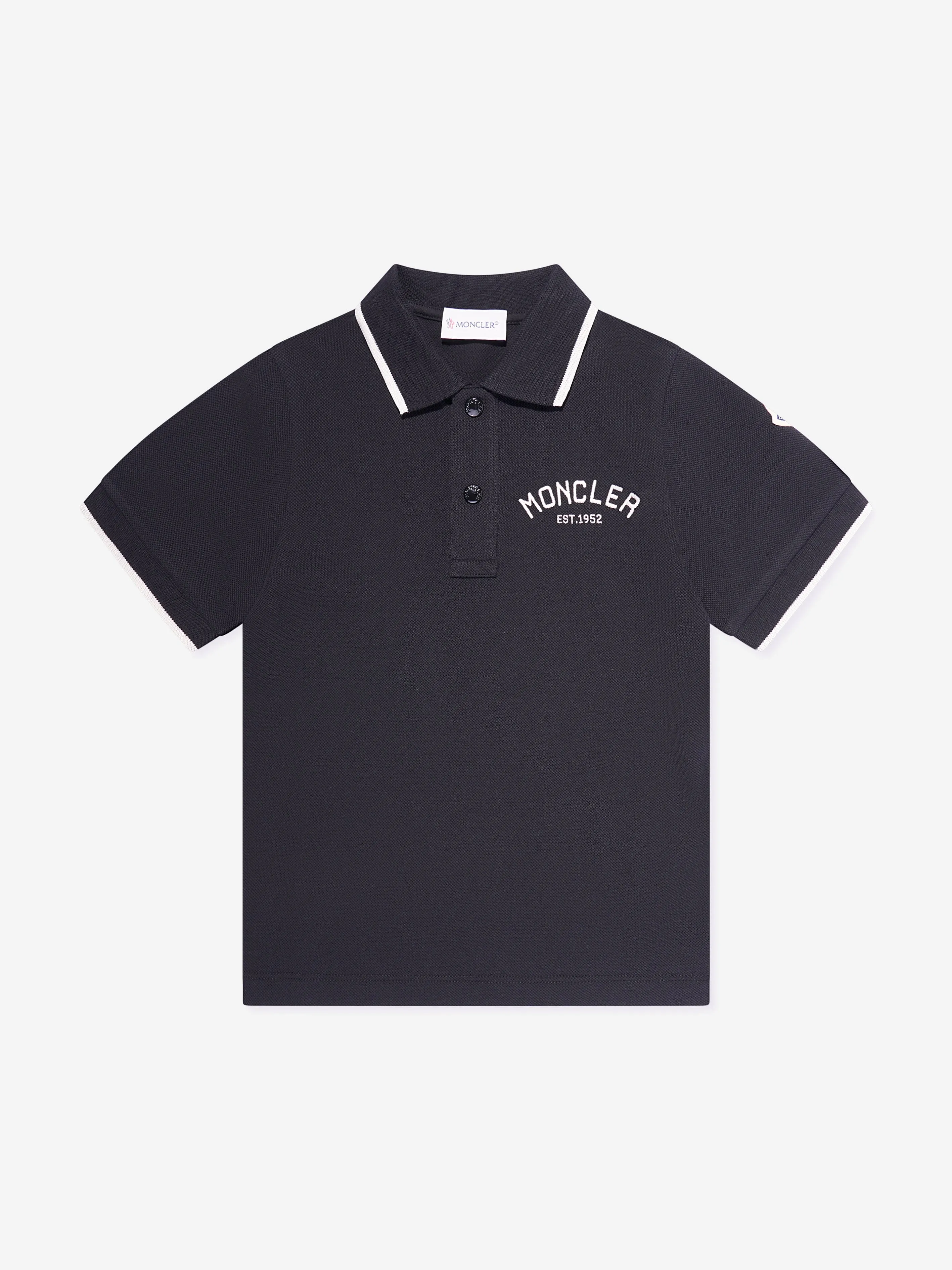 Moncler Enfant Boys Embroidered Logo Polo Shirt in Black