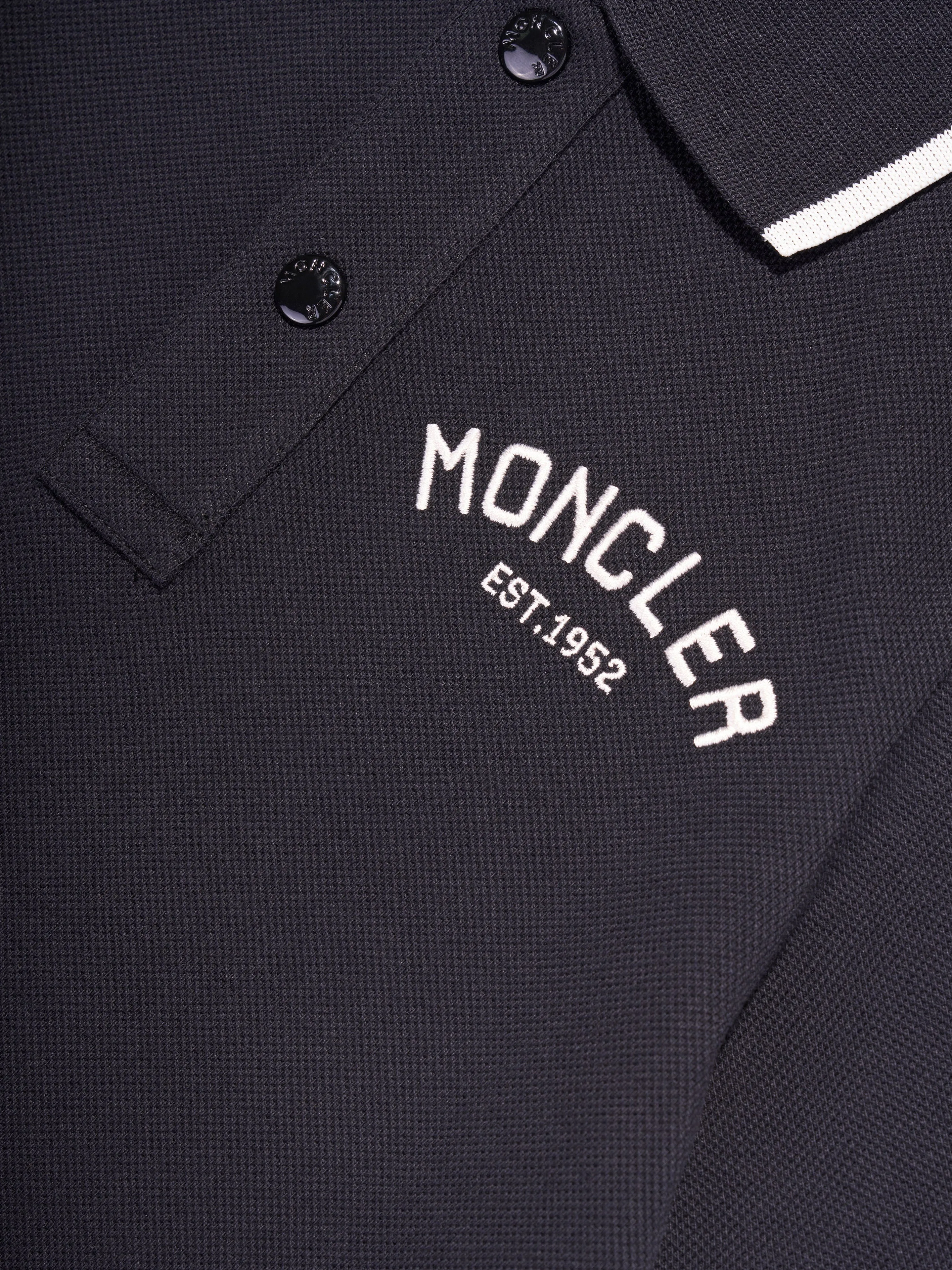 Moncler Enfant Boys Embroidered Logo Polo Shirt in Black