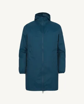 Oban long waterproof jacket with hood Metal blue