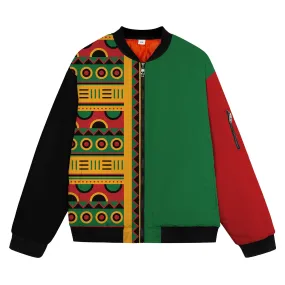 Vibrant Pan African Block Art & Patterned Bomber Jacket – Unisex Fashion Statement