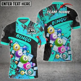 Personalized Bingo Grunge Texture Abstract Multicolor Option Customized Name 3D Polo Shirt, Idea Gift for Bowler