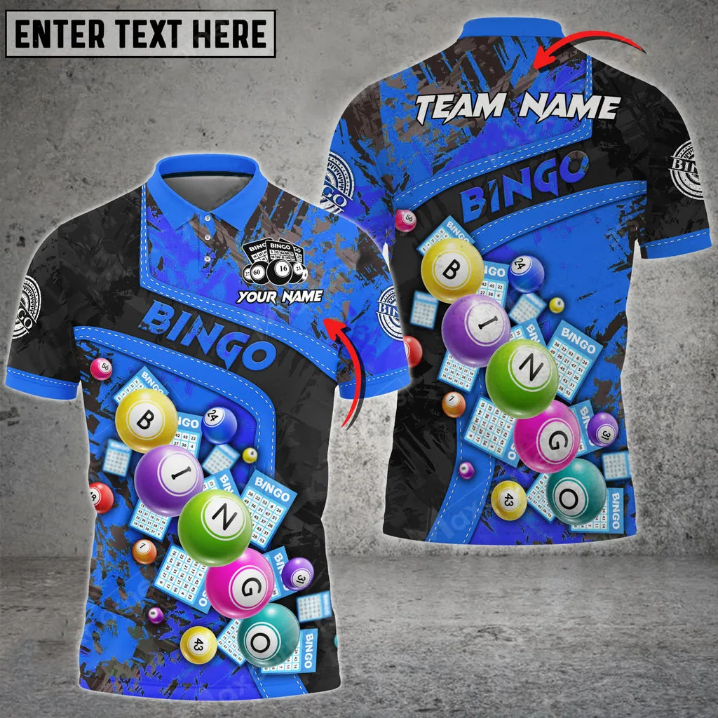 Personalized Bingo Grunge Texture Abstract Multicolor Option Customized Name 3D Polo Shirt, Idea Gift for Bowler