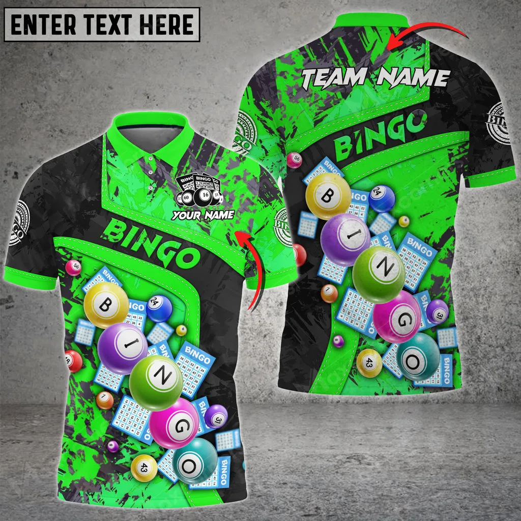 Personalized Bingo Grunge Texture Abstract Multicolor Option Customized Name 3D Polo Shirt, Idea Gift for Bowler