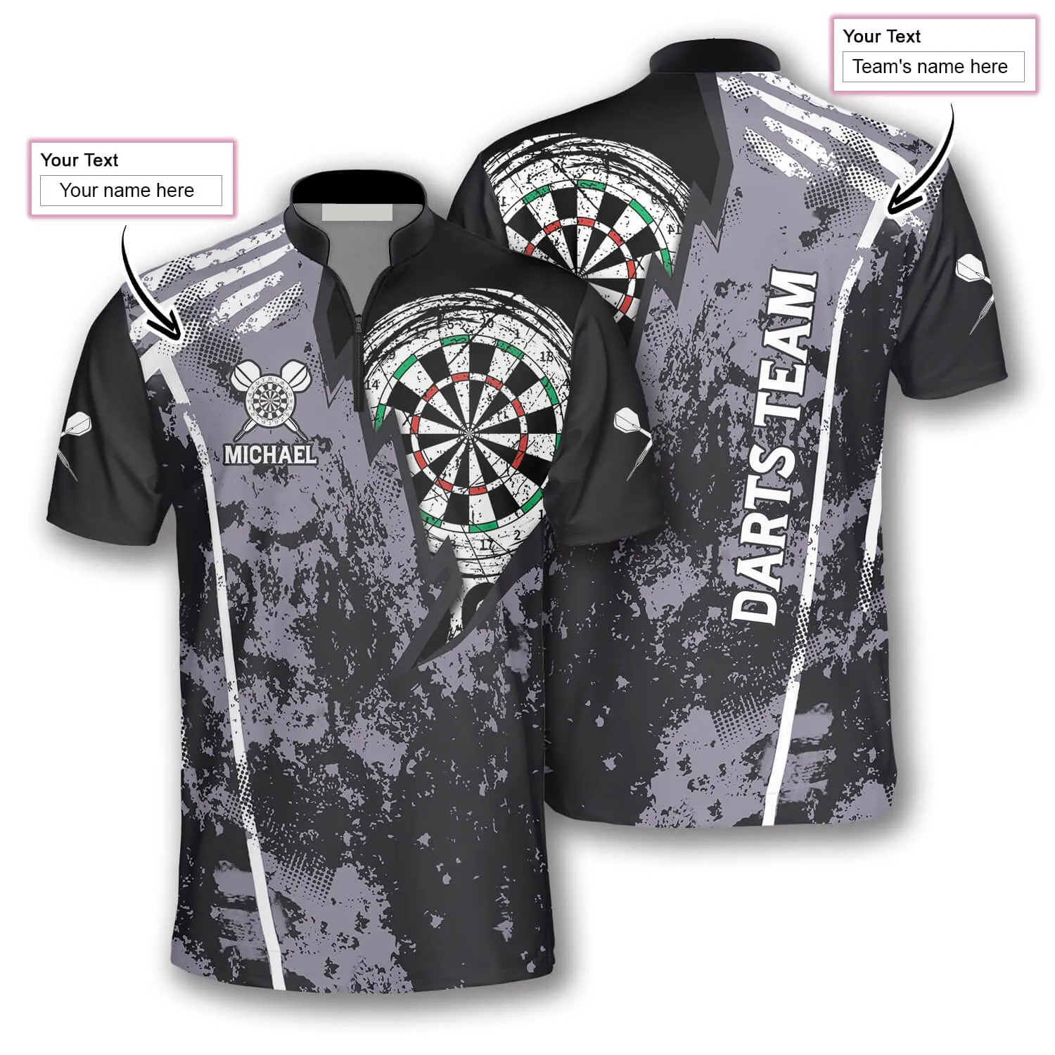 Personalized Name Team Lightning Grunge Custom Darts Jerseys for Men, Perfect Shirt for Dart Players