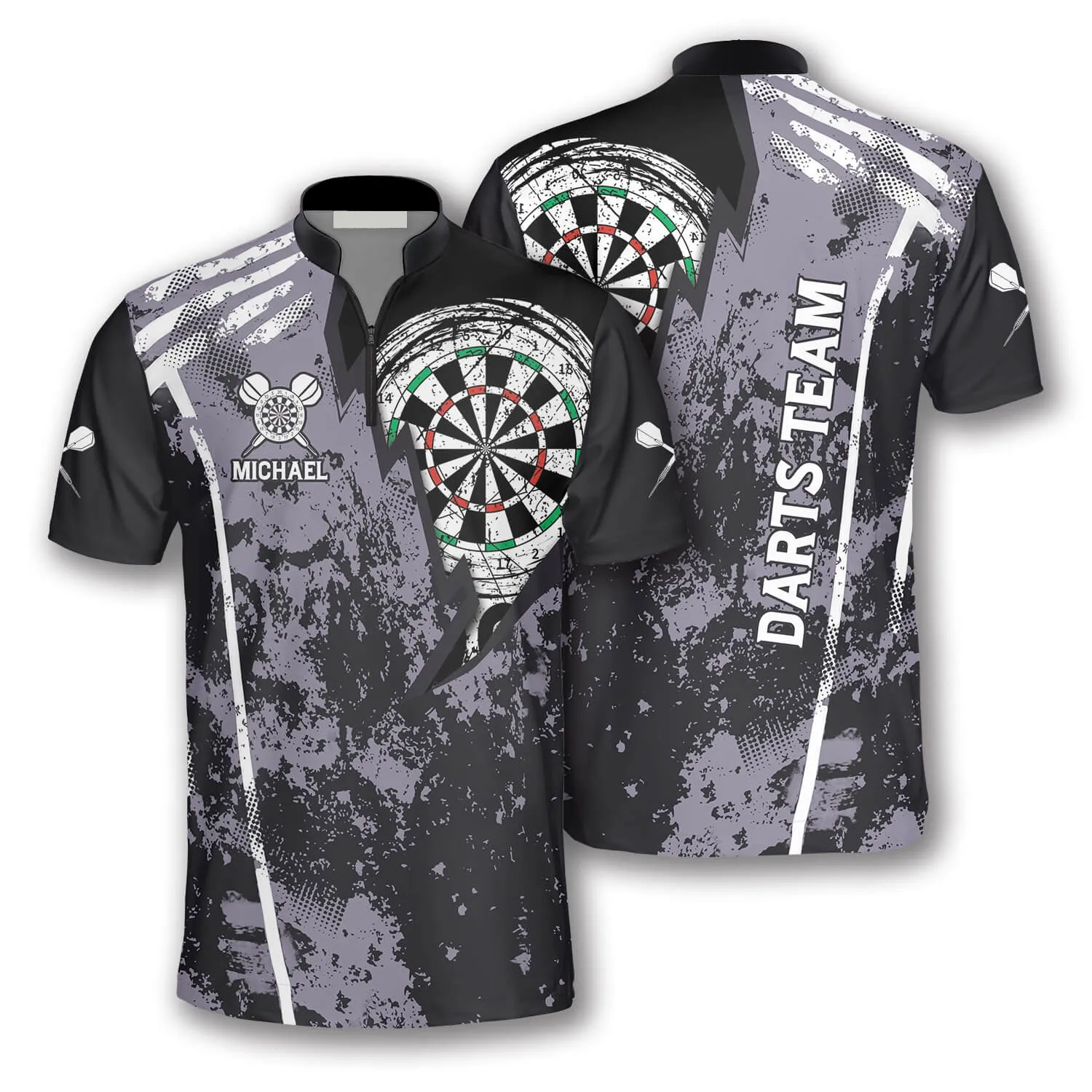 Personalized Name Team Lightning Grunge Custom Darts Jerseys for Men, Perfect Shirt for Dart Players