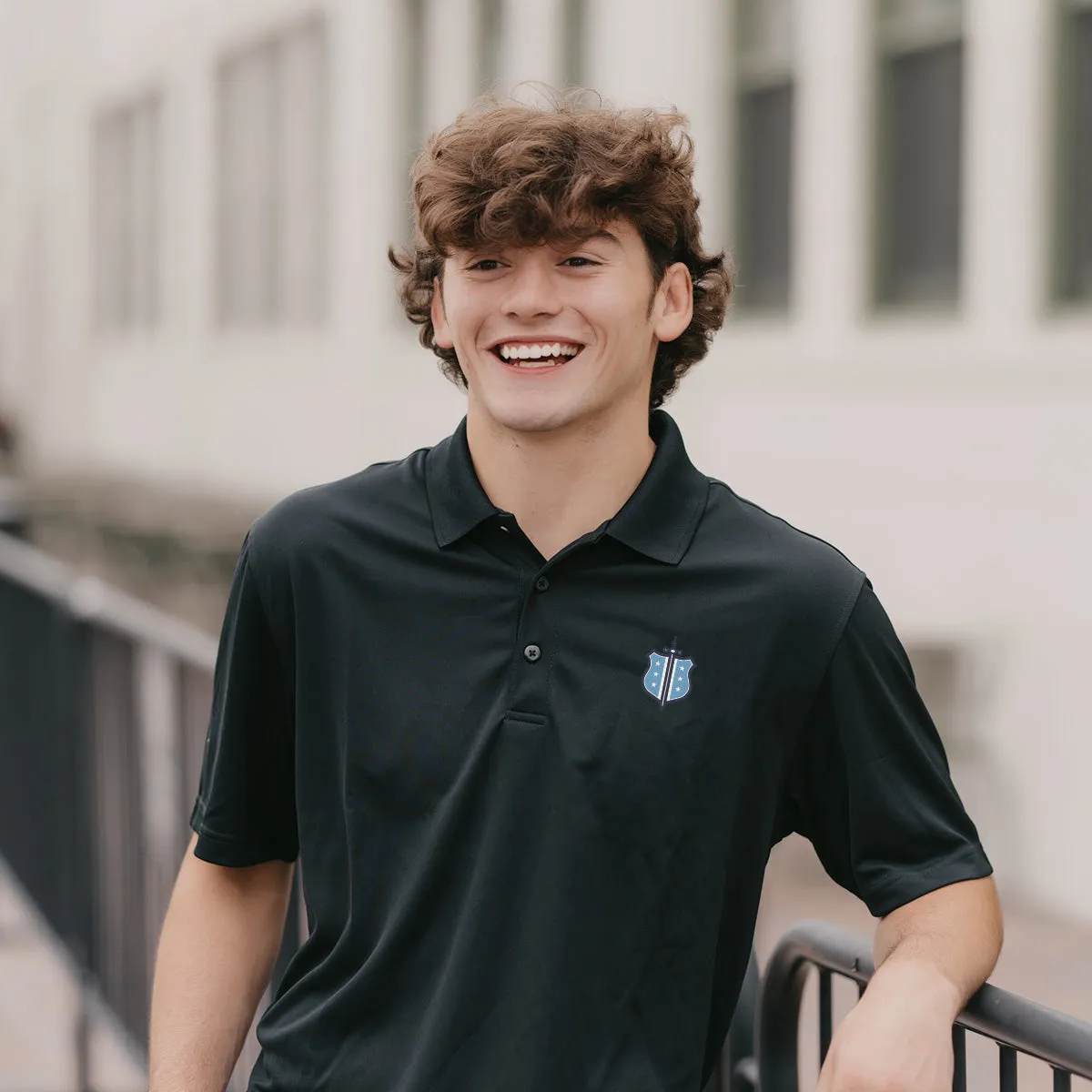 Personalized Phi Delt Crest Black Performance Polo