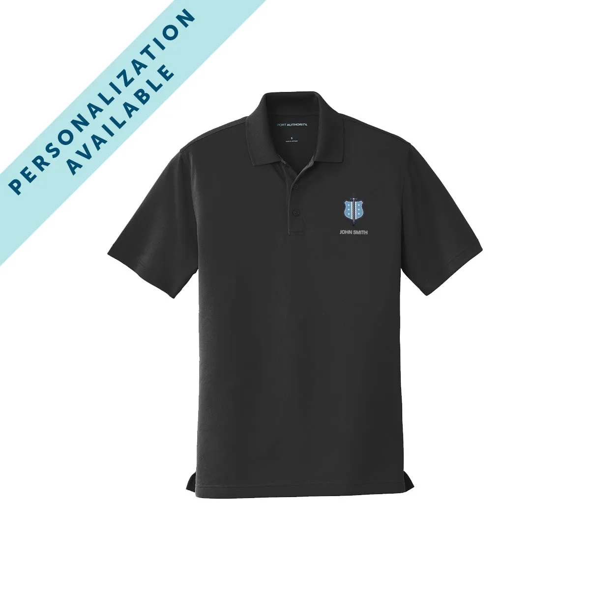 Personalized Phi Delt Crest Black Performance Polo