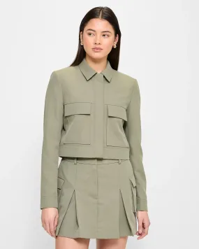 popular  Patch Pocket Cropped Jacket - Lily Loves - Khaki