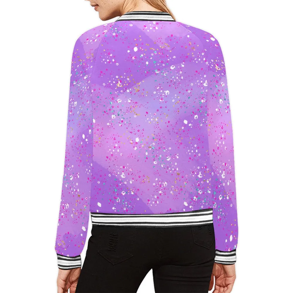 Purple Splash Bomber Jacket for Women