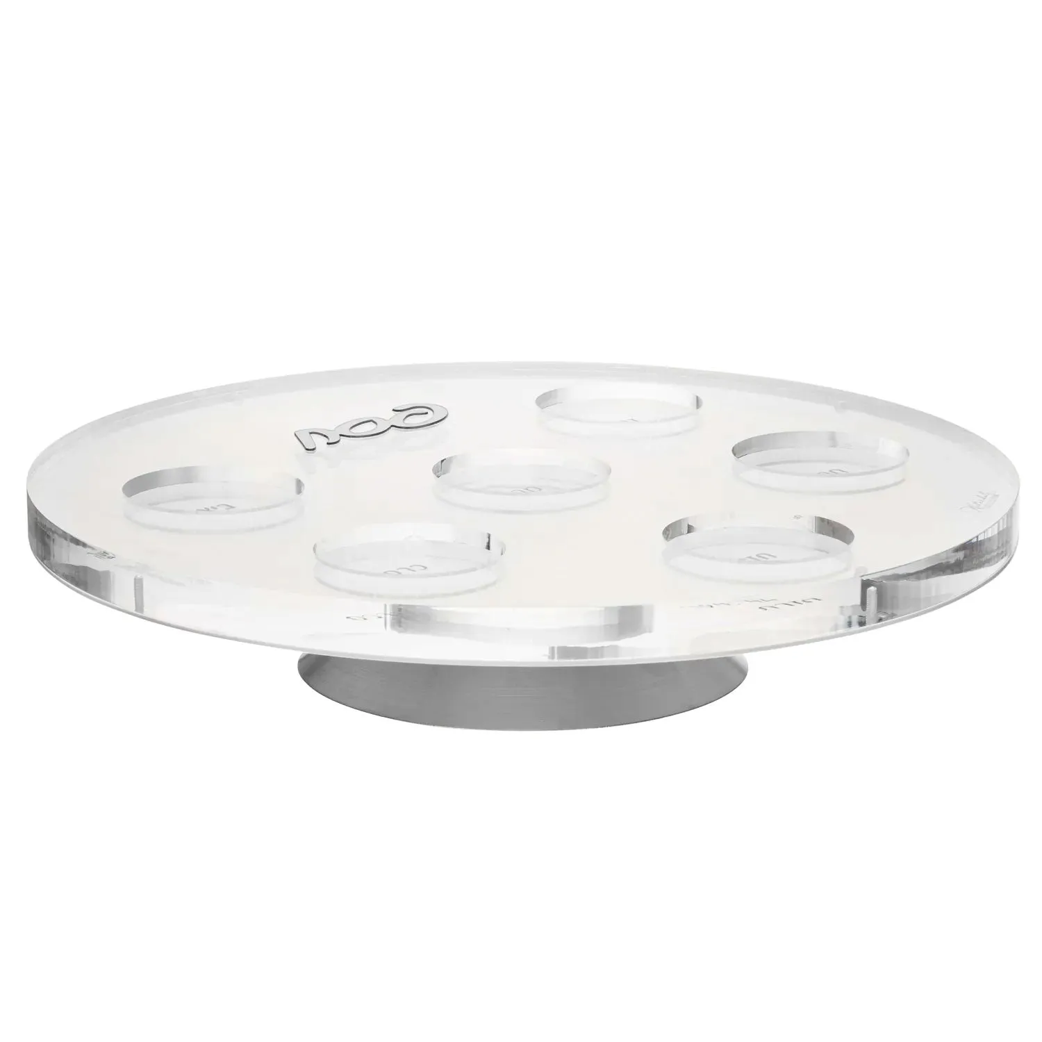 Raised MetaLucite Seder Plate, WHITE & SILVER