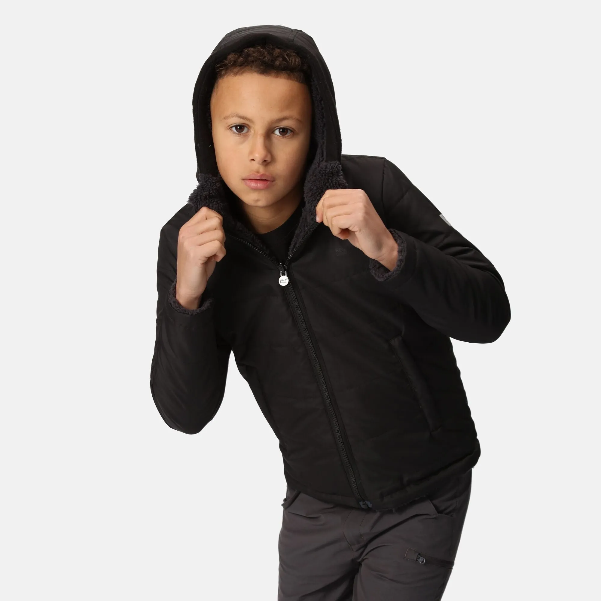 Regatta Kids' Kyrell Reversible Jacket | Black Seal Grey