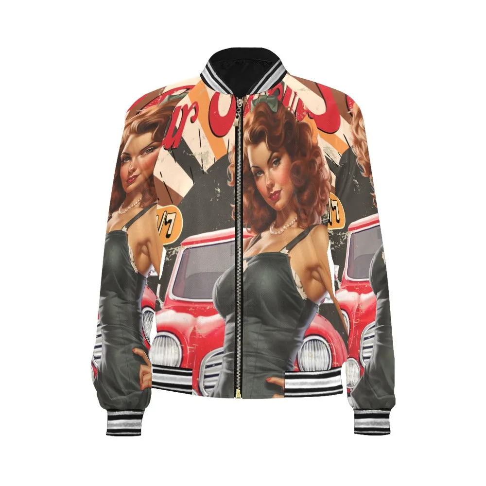 Retro Car Service awd506 Bomber Jacket for Women