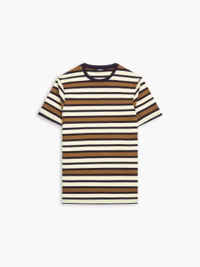 Rust Stripe Organic Cotton Crew Neck T-Shirt