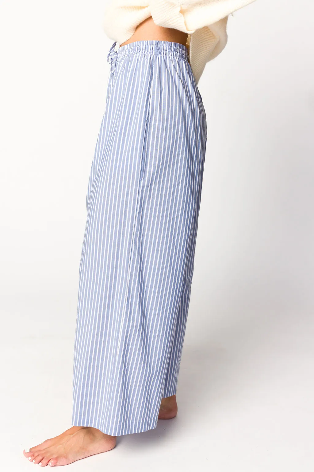 Savannah Striped Culotte Pant in Sky/Ivory