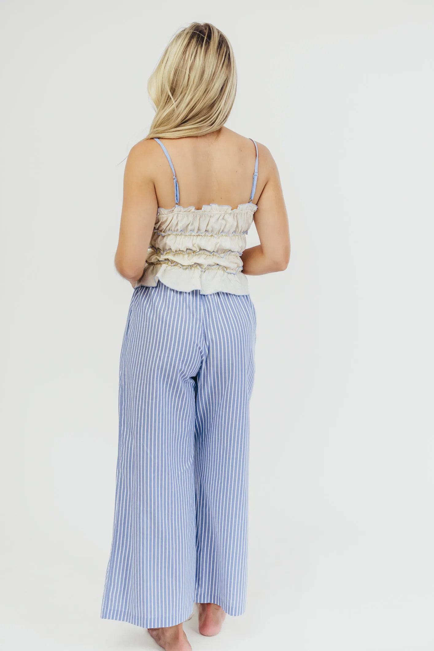 Savannah Striped Culotte Pant in Sky/Ivory