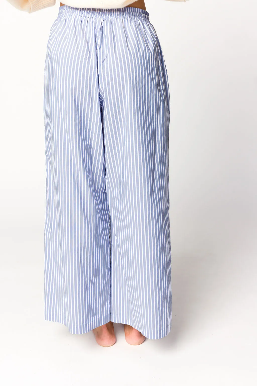 Savannah Striped Culotte Pant in Sky/Ivory