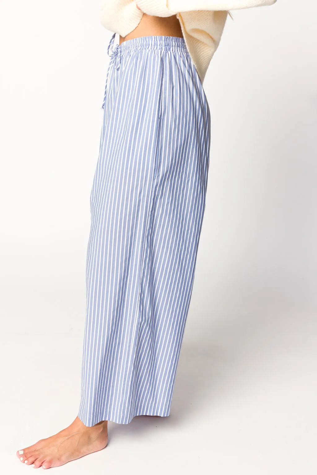 Savannah Striped Culotte Pant in Sky/Ivory