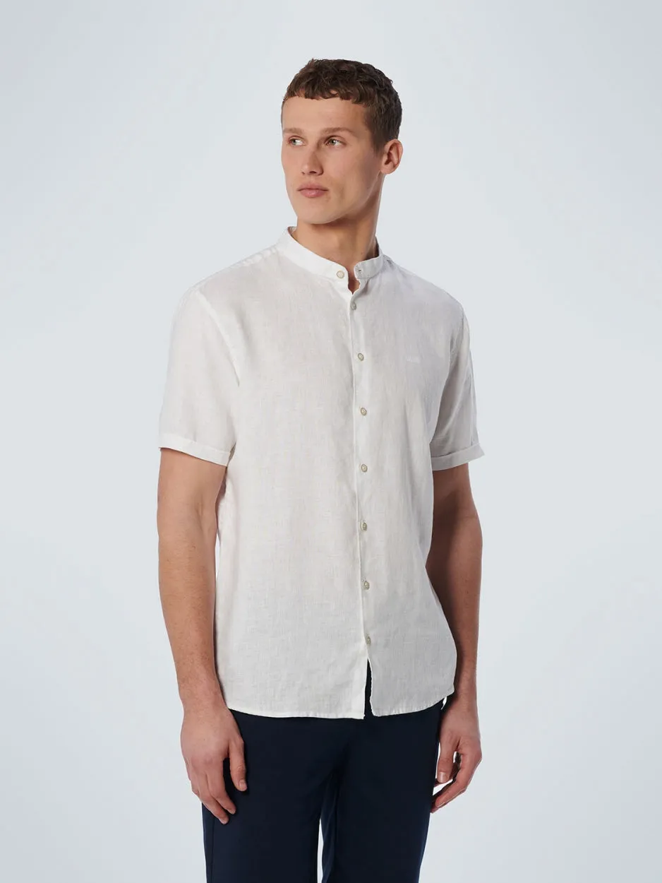 Shirt Short Sleeve Granddad Linen Solid | White