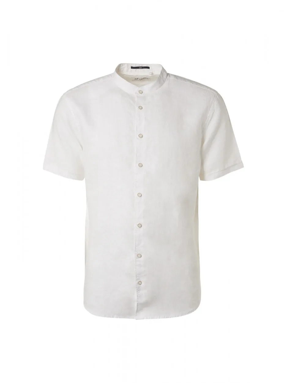 Shirt Short Sleeve Granddad Linen Solid | White