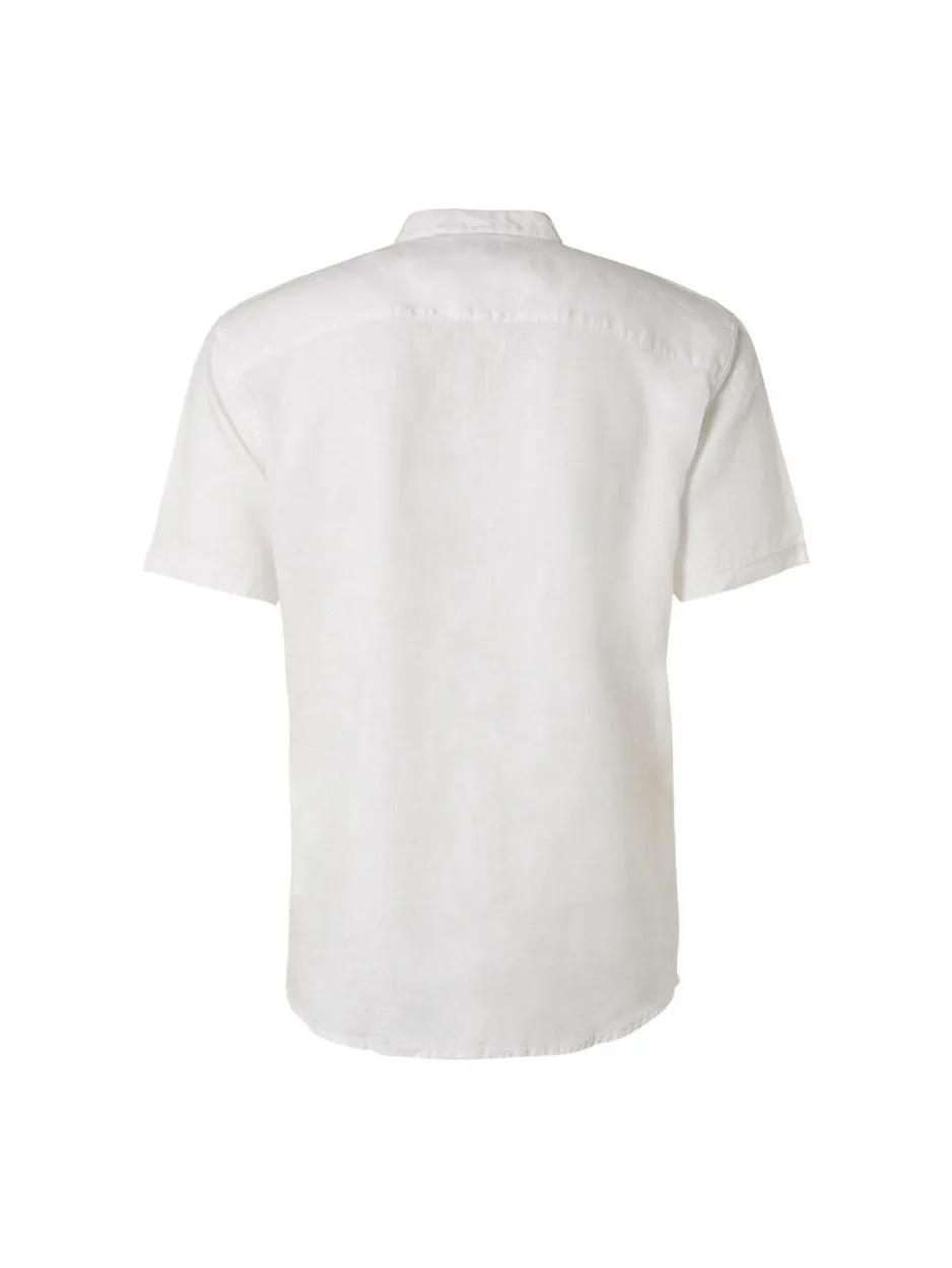 Shirt Short Sleeve Granddad Linen Solid | White