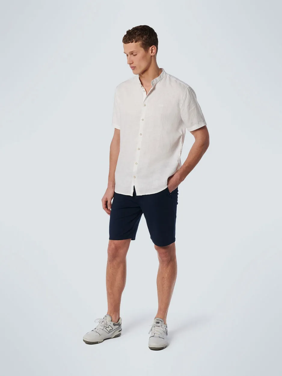 Shirt Short Sleeve Granddad Linen Solid | White