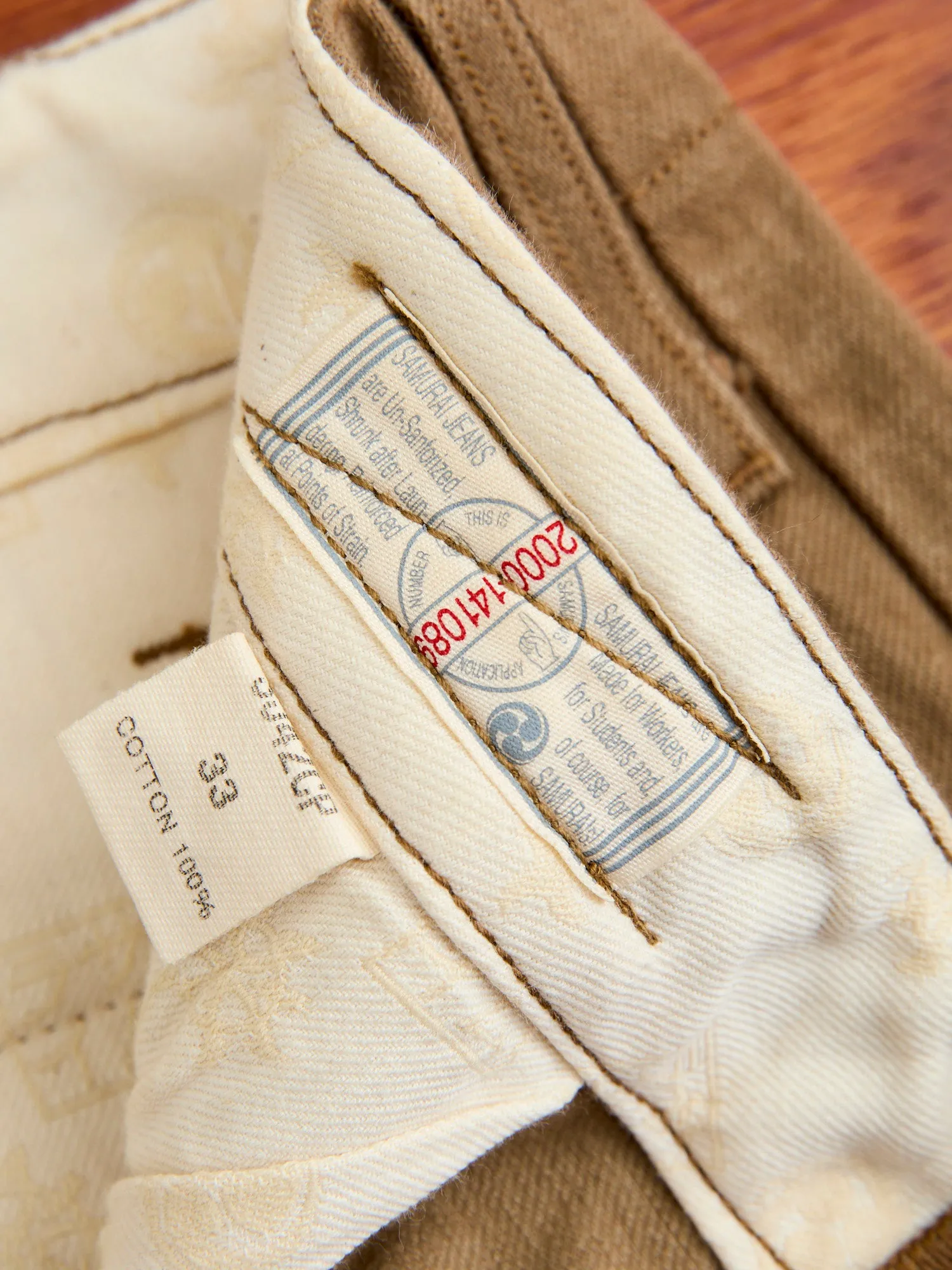 SJ452CP 15oz Selvedge Heavy Chinos in Khaki