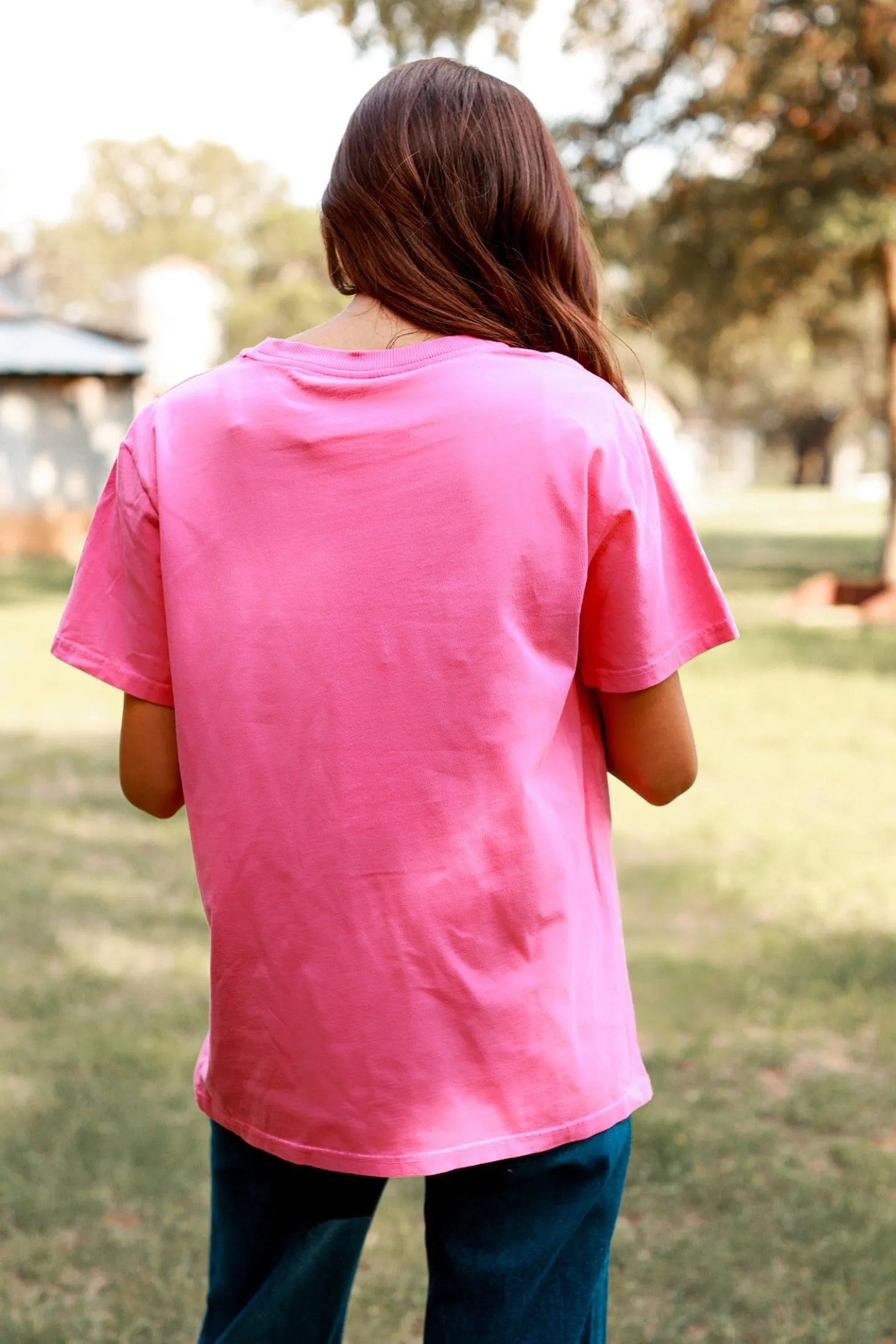 Space Girl on Pink oxide star tee