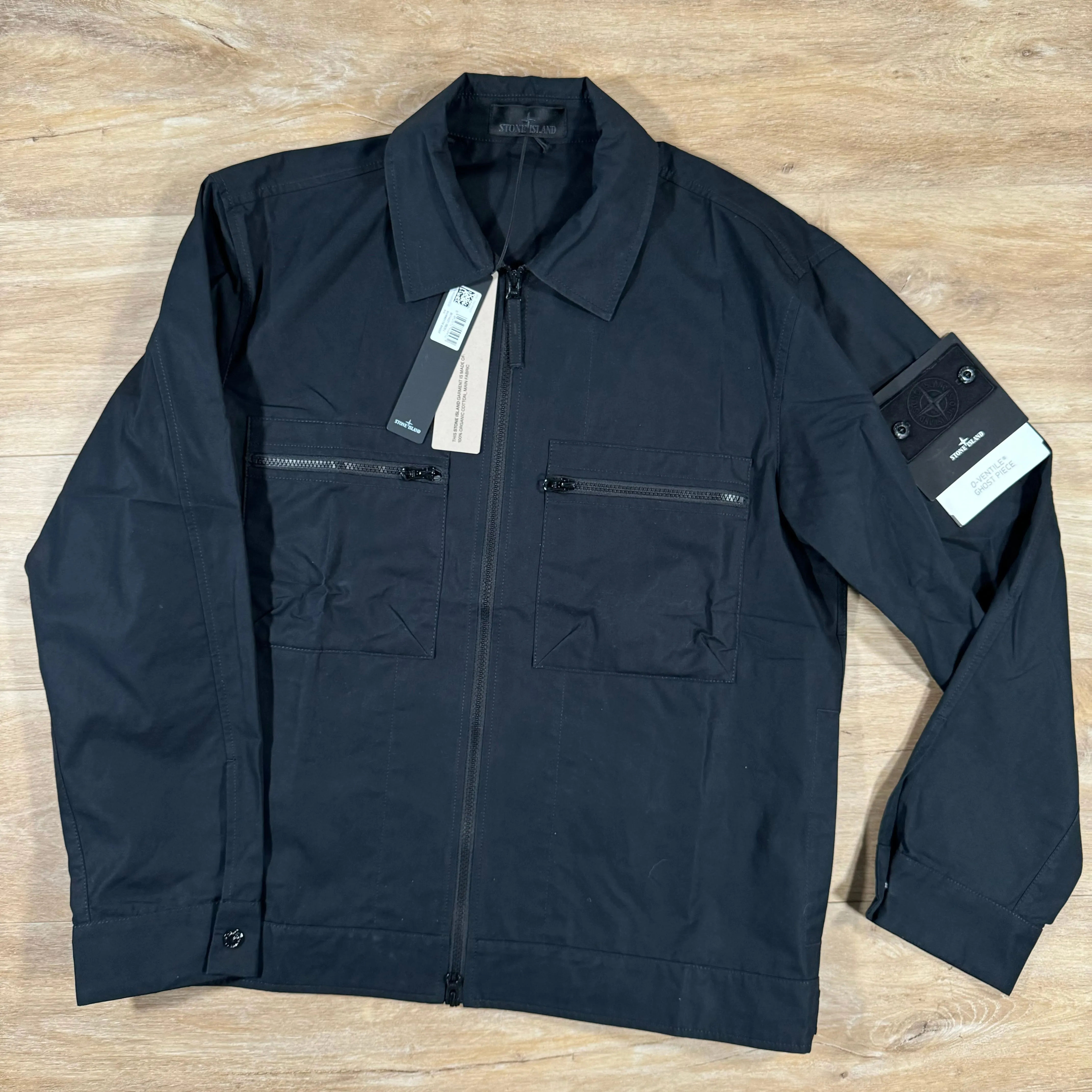 Stone Island Weatherproof Canvas Ghost Overshirt in Black