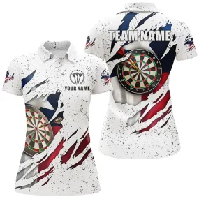 Texas Flag Grunge Dart Polo Shirts Custom Patriotic Dart Shirts For Women