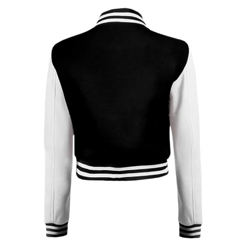 Women's Black Varsity Bomber Jacket - Baseball Style